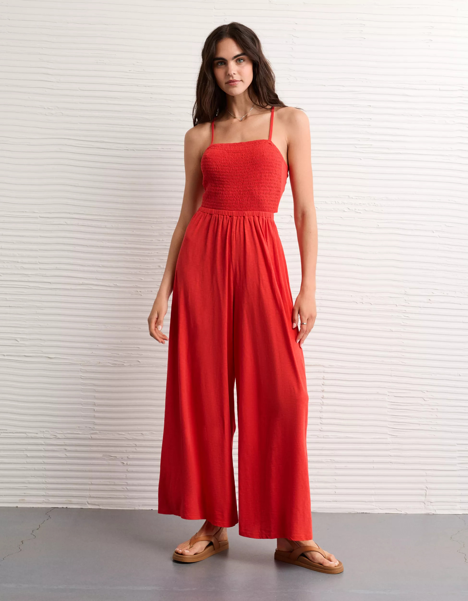 AE Sunchaser Knit Babydoll Jumpsuit | American Eagle Outfitters (US & CA)