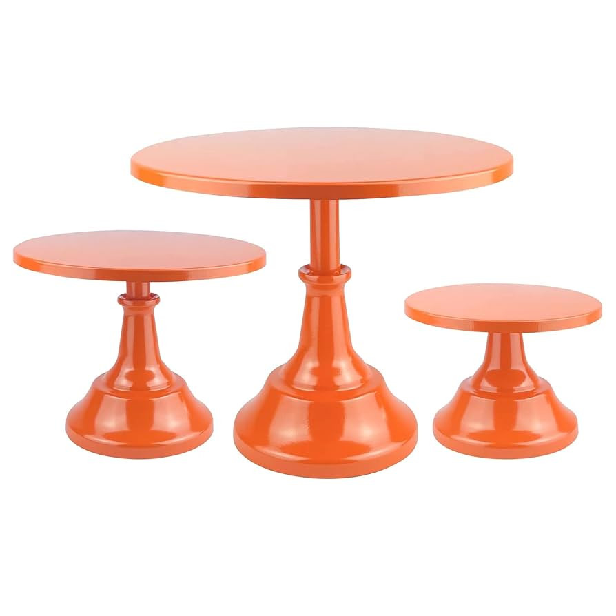 3 Piece Orange Cake Stands Set Metal Cupcake Pedestal Table Dessert Display Stand with Tall Base ... | Amazon (US)