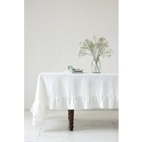 Soft Linen Tablecloth With Ruffles in Off White/Elegant Tablecloth Cream White/Dinner Tablecloth/Free Shipping | Etsy (US)