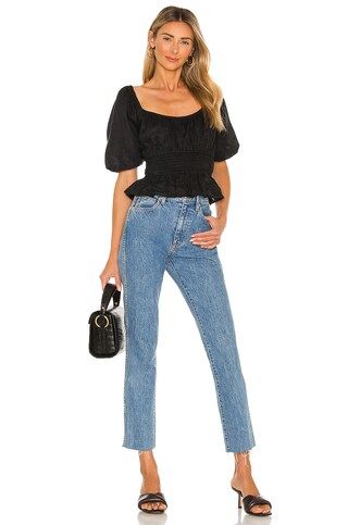 FAITHFULL THE BRAND Kinsley Top in Plain Black from Revolve.com | Revolve Clothing (Global)