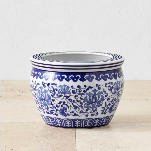 Blue & White Ceramic Planter, Small | Williams-Sonoma