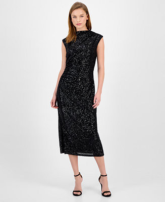 Anne Klein Women's Sequin Sleeveless Midi Sheath Dress - Macy's | Macy's