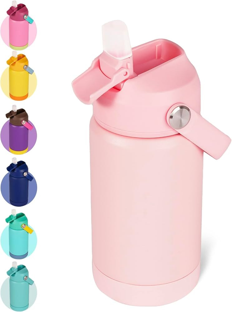 12oz Kids Insulated Water Bottle, Leak-proof Toddler Cup With Straws Lids, Kids Water Bottles For... | Amazon (US)