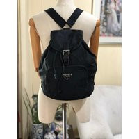 Prada Medium Backpack Authentic Black Nylon & Leather Trim | Etsy (US)