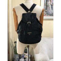 Prada Medium Backpack Authentic Black Nylon & Leather Trim | Etsy (US)