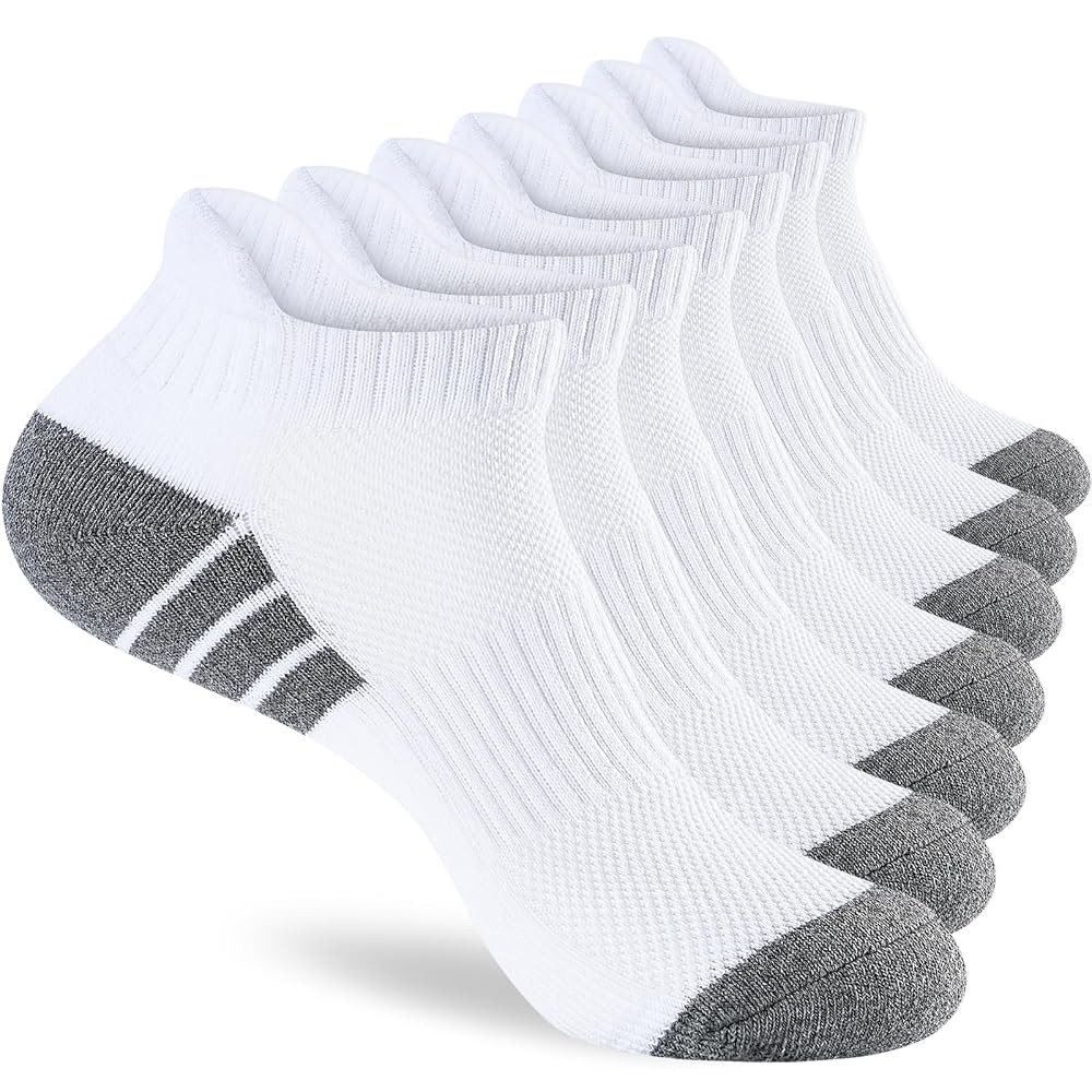 7 Pairs Mens 100% Cotton Cushioned Ankel Socks, Athletic Performance Running Moisture Wicking Bre... | Amazon (US)