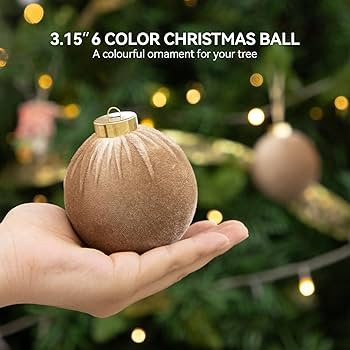 Christmas Tree Ornaments Velvet Balls - 12 Pcs 6 Color Shatterproof Christmas Tree Ornaments Velv... | Amazon (US)