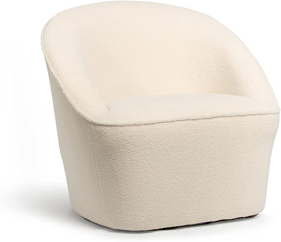 eLuxurySupply Barrel Swivel Chair - Traditional Barrel Upholstered Boucle Swivel Chair - Premium ... | Amazon (US)