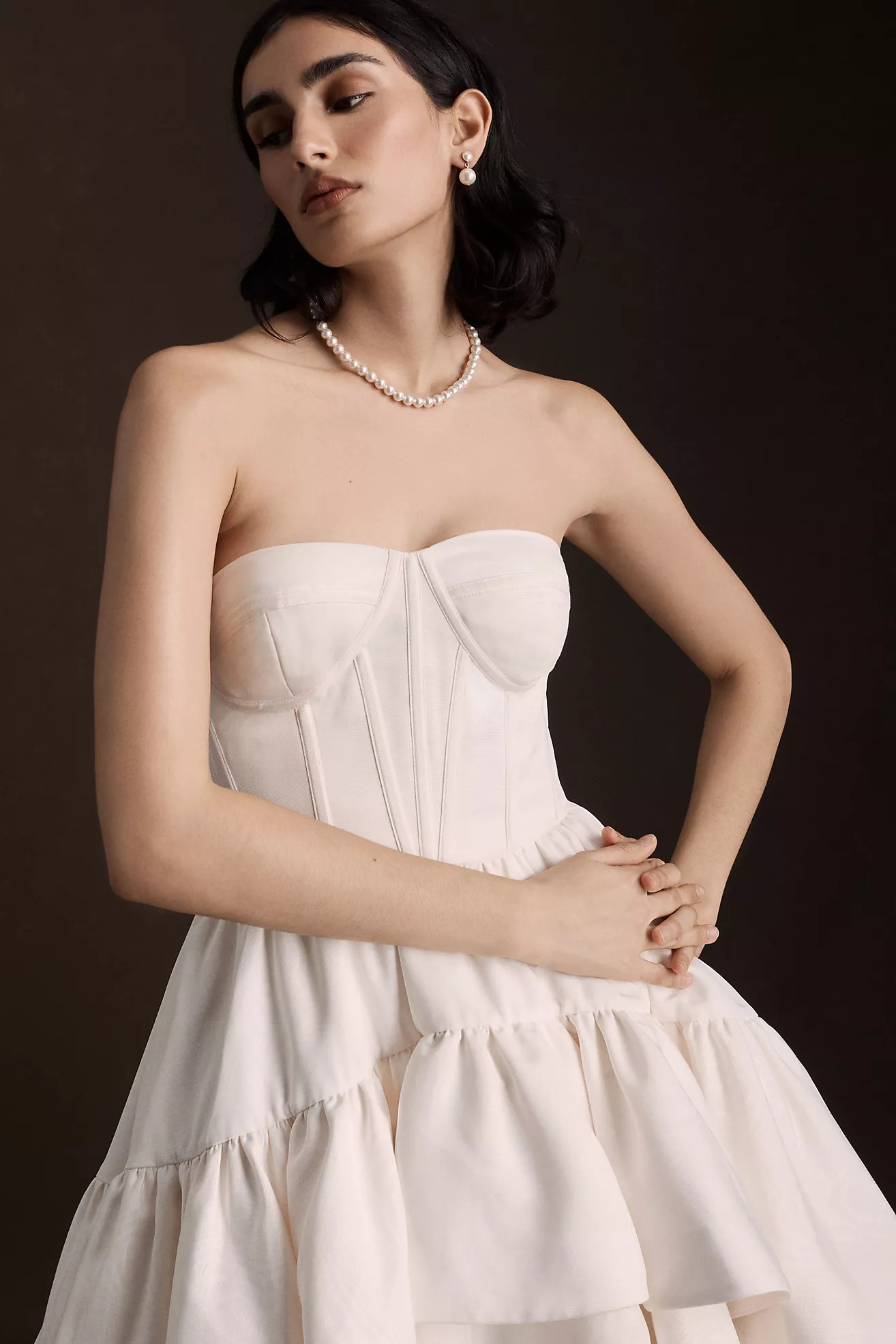 BHLDN Paisley High-Low Strapless Moire Wedding Gown | Anthropologie (US)