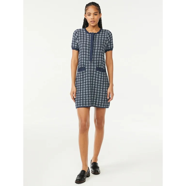 Free Assembly Women's Short Sleeve Mini Sweater Dress | Walmart (US)