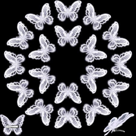24 Pieces Butterfly Hair Clips Lace Butterfly Barrettes 3D Butterfly Hair Clips for Women Girls Part | Walmart (US)