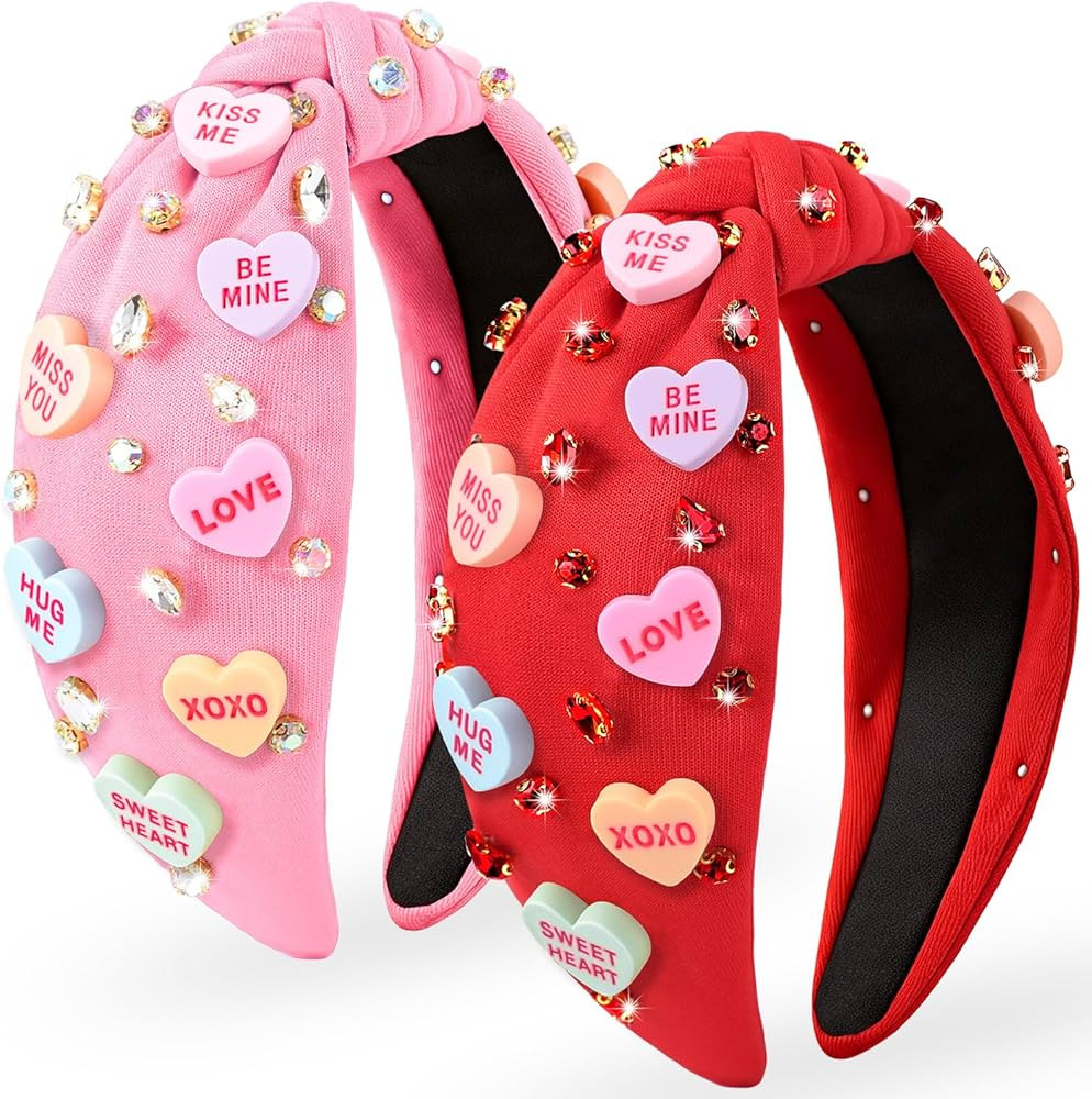 Valentines Headbands for Women Teen Girls, XOXO Love Heart Headband, Valentines Day Gifts for Her... | Amazon (US)