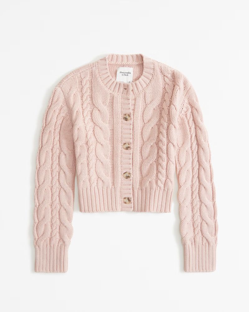 Cable Short Cardigan | Abercrombie & Fitch (US)