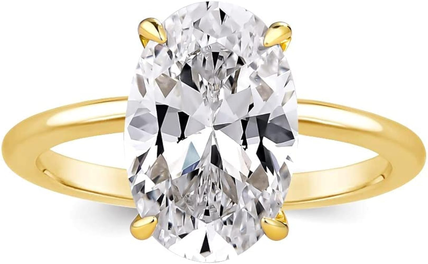 3.5 Carat Elongated Oval Cut Engagement Ring for Women Gold Plated 925 Sterling Silver Simulated ... | Amazon (US)