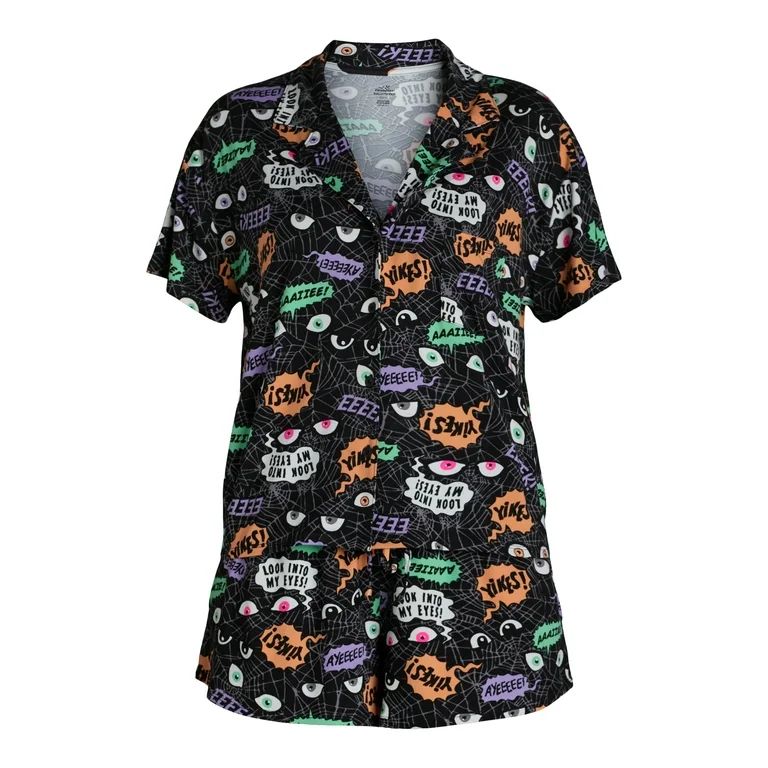 Halloween Women’s Spider Web Print Shorty Pajama Set from Way to Celebrate, 2-Piece, Sizes XS-3... | Walmart (US)