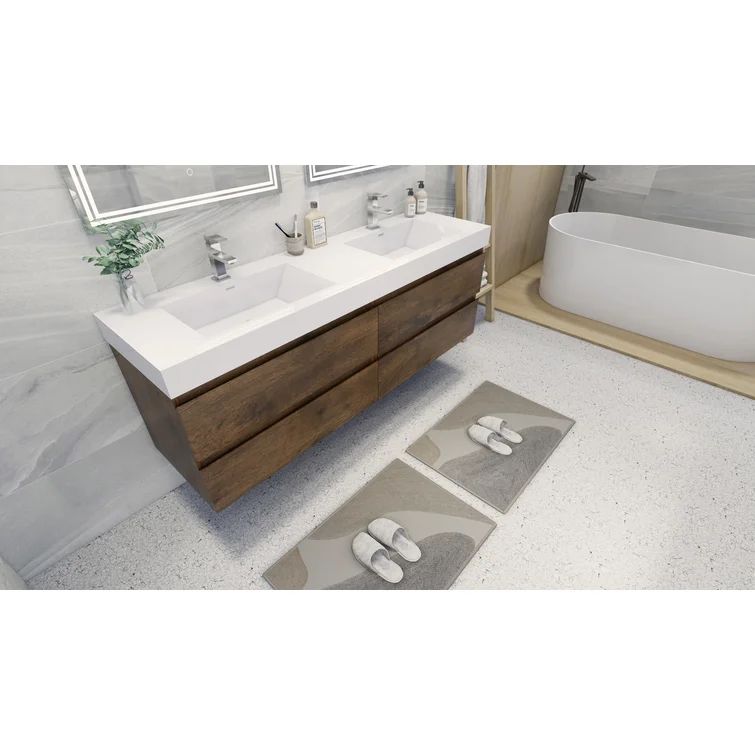 Hartsock 72" Wall-Mounted Double Bathroom Vanity Set | Wayfair North America
