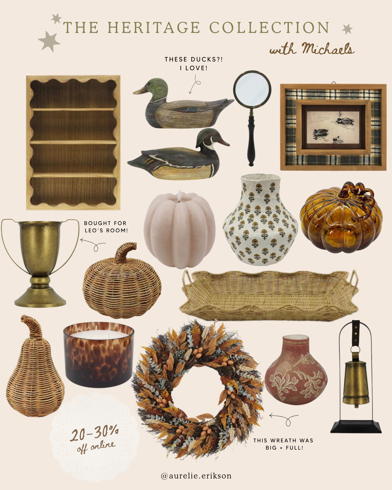 The Michaels Heritage Collection is full of timeless fall charm. 🦆🍂✨ Cozy textures, classic accents, and heirloom-inspired pieces to warm up your home this season.
#Michaels #MichaelsFinds #HeritageCollection #FallDecor #CozyHome #AutumnStyle #SeasonalDecor #HomeDecorFinds #LTKHome #FallInspo 

 #LTKSeasonal #LTKHome