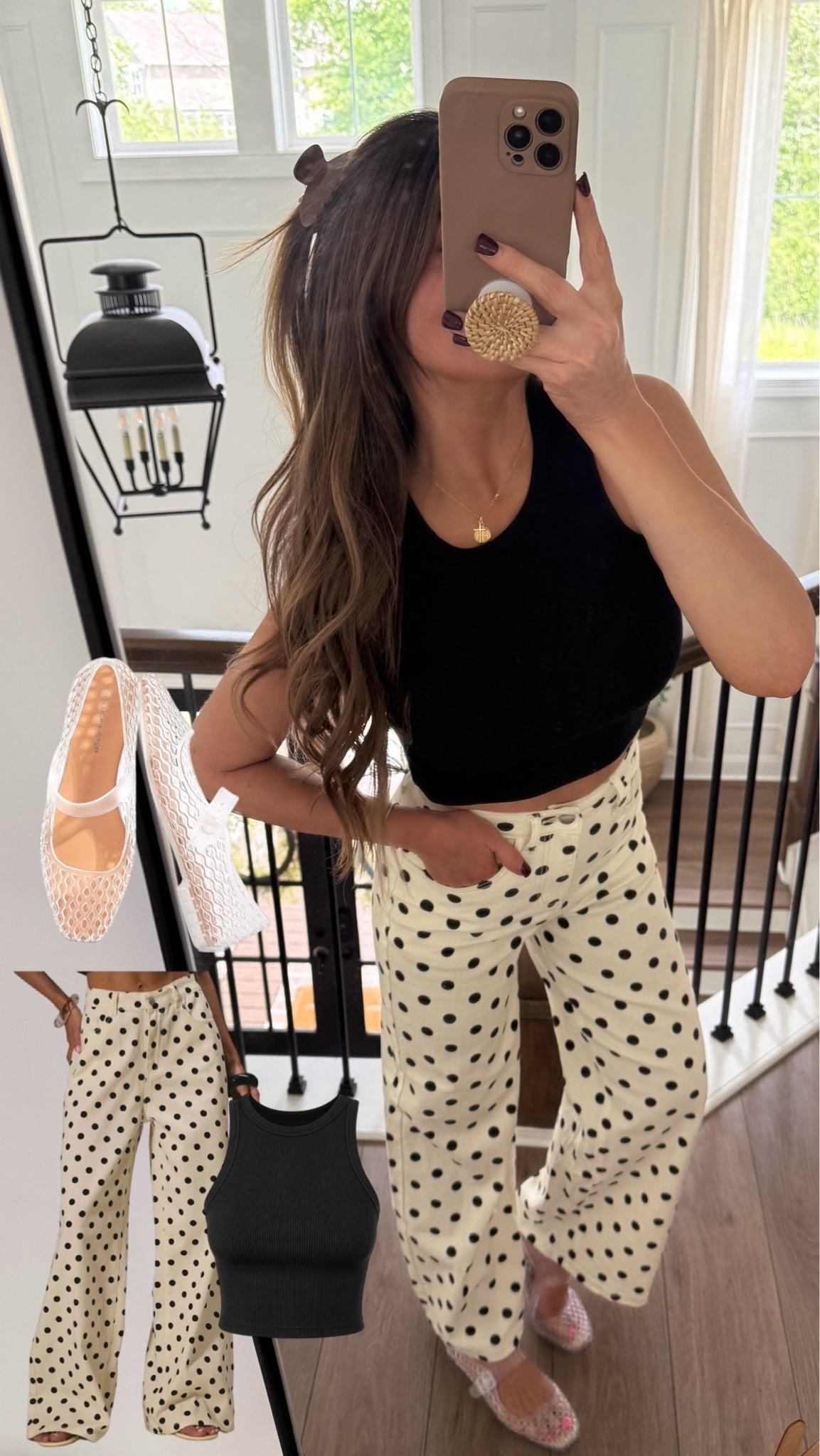 Loooooove these polka dot pants! Size up one or two sizes if you want them to fit more baggy! Tank is a small and these ones are some of my favorites! So flattering. Jelly flats run slightly small.

#LTKootd #LTKgrwm #LTKdayinmylife