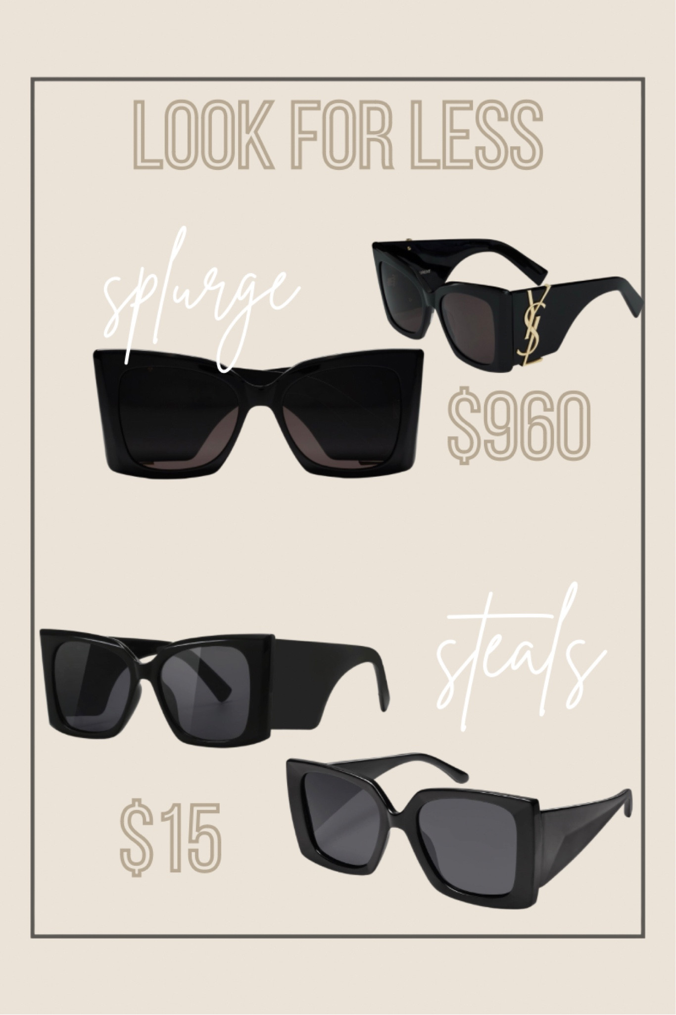 Splurge Vs steal sunnies
Ysl sunglass lookalikes 

#LTKunder50 #LTKFind #LTKstyletip