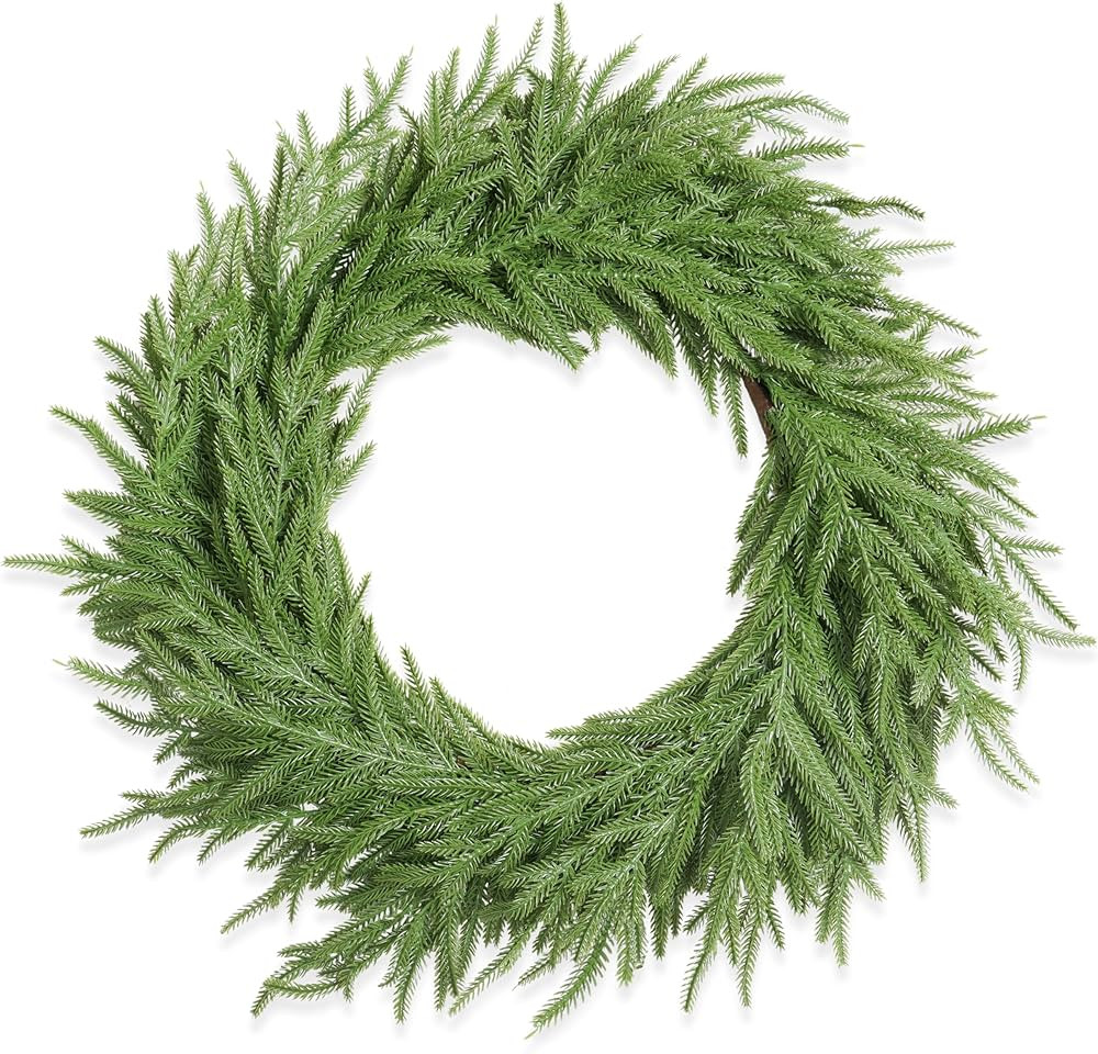 XmasExp Norfolk Pine Christmas Wreath-15Inch Real Touch Artificial Christmas Wreaths-Evergreen Re... | Amazon (US)