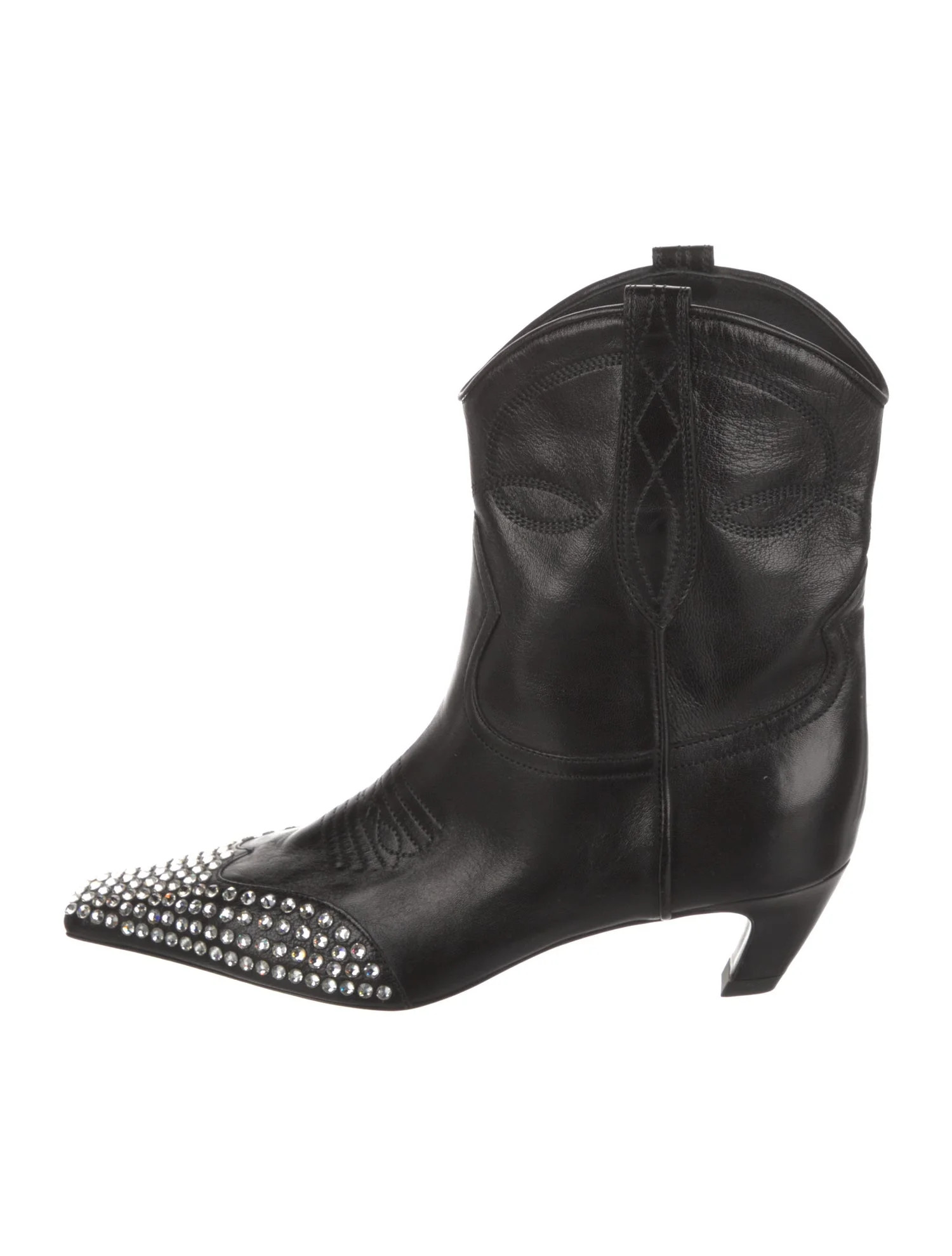 Leather Crystal Embellishments Western Boots | The RealReal