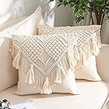 Throw Pillow Covers, Macrame Cushion Case, Woven Boho Cushion Cover for Bed Sofa Couch Bench Car Hom | Amazon (US)