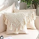 Throw Pillow Covers, Macrame Cushion Case, Woven Boho Cushion Cover for Bed Sofa Couch Bench Car Hom | Amazon (US)