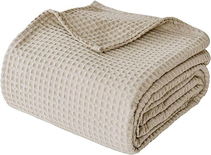 PHF 100% Cotton Waffle Weave Blanket Queen Size 90" x 90" - Pre-Washed Soft Lightweight Breathabl... | Amazon (US)