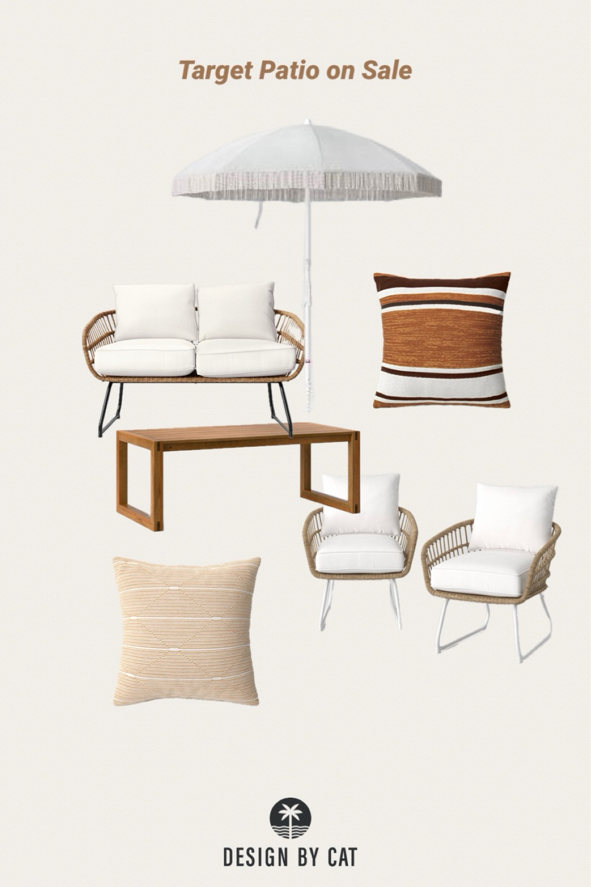 Target Patio Finds on Sale
Bohemian style outdoor chairs
White outdoor patio furniture
Chic outdoor patio furniture
Cream fringe outdoor patio umbrella
Outdoor table
Outdoor throw pillows

#LTKhome #LTKSeasonal