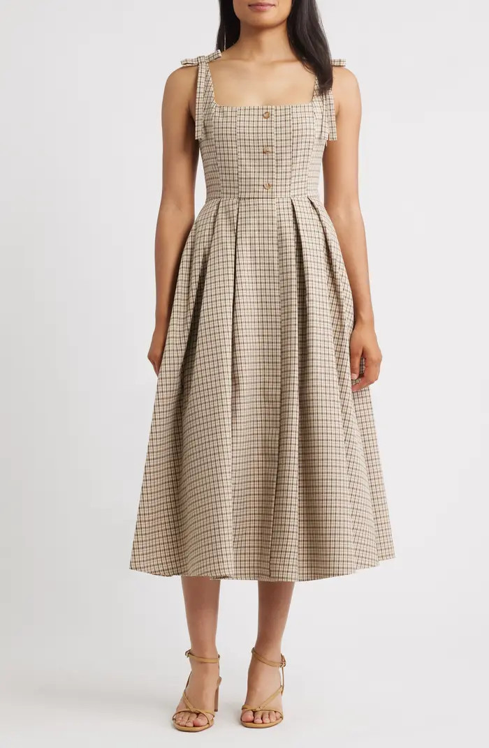 MOON RIVER Plaid Tie Strap Sundress | Nordstrom | Nordstrom