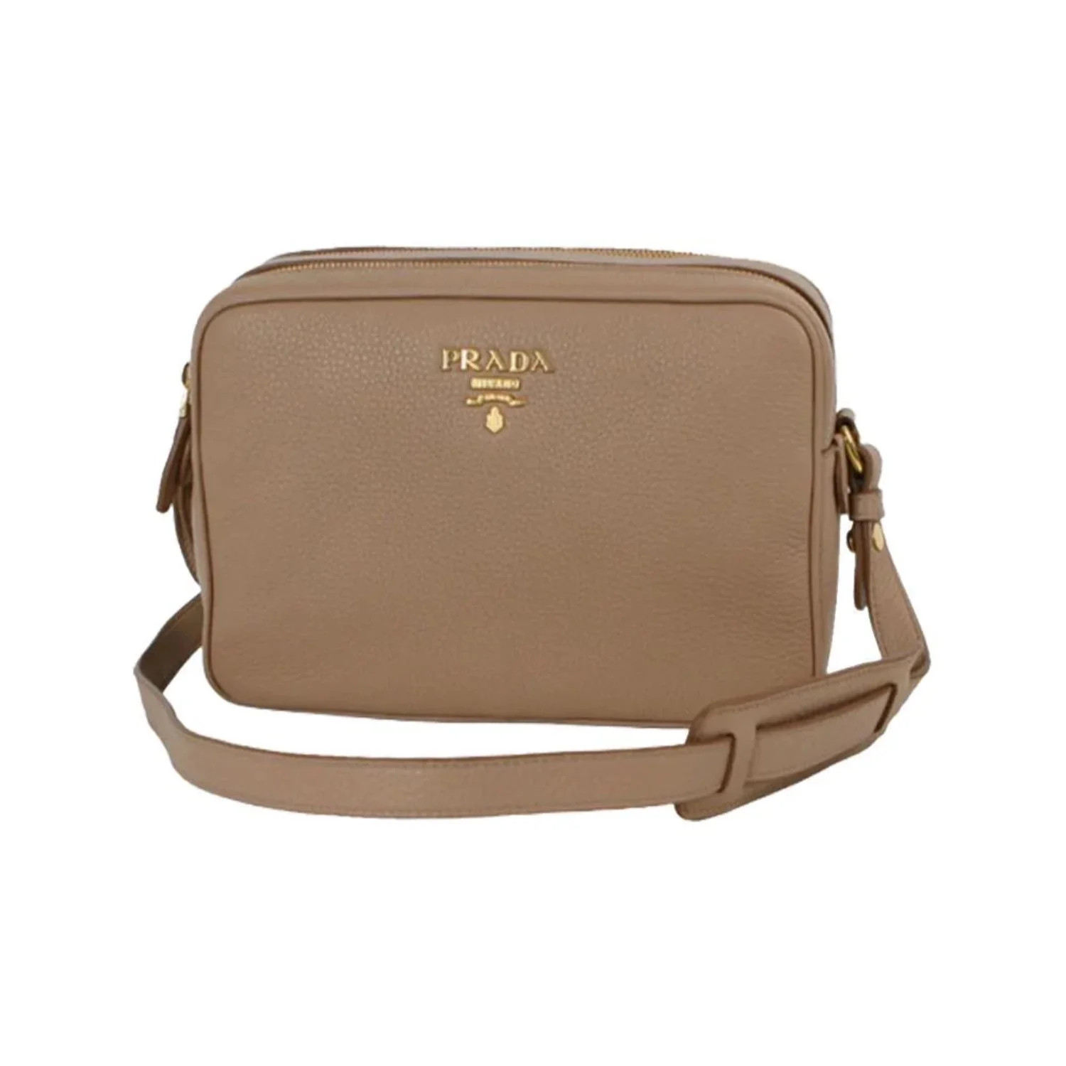 New Prada Beige Vitello Phenix Leather Double Zip Crossbody Bag 1BH079 | Walmart (US)