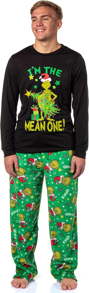 Dr. Seuss GRINCH Men's I'm The Mean One Adult Lounge Pajama Sleep Set | Amazon (US)