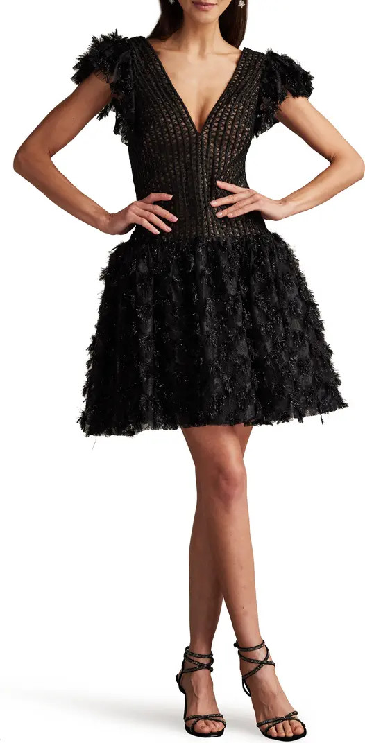 SHO by Tadashi Shoji Metallic Fringe Mixed Media Cocktail Dress | Nordstrom | Nordstrom