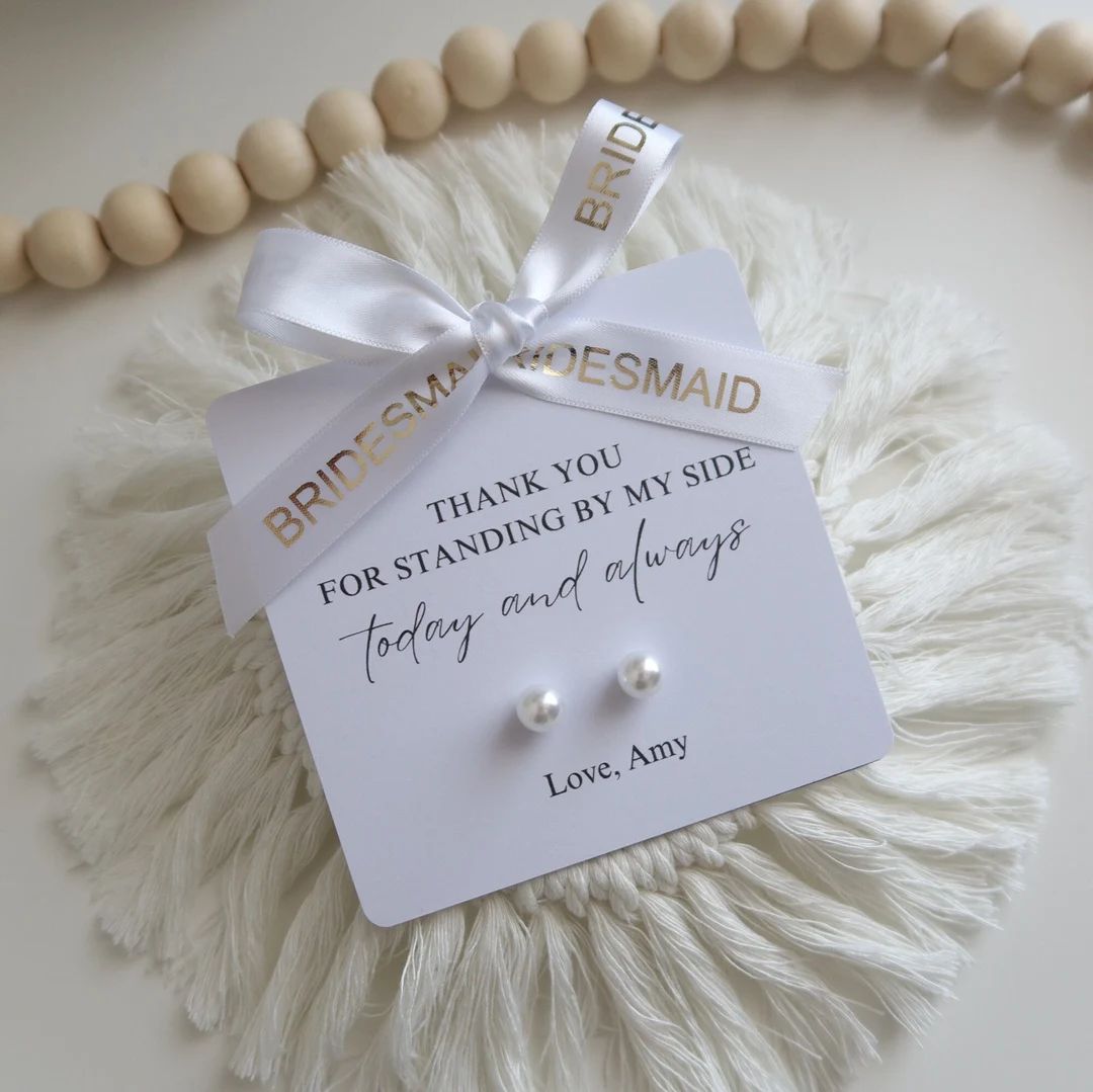 Bridesmaid Pearl Earrings Silver Pearl Earrings 925 Bridesmaid Proposal Maid of Honour Present Pr... | Etsy (US)