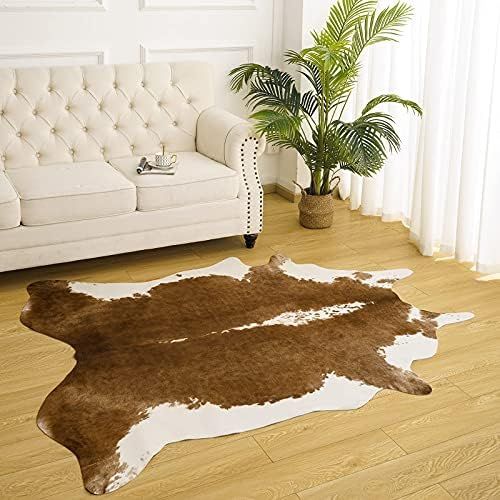 AROGAN Premium Faux Cowhide Rug 6.2 x 5.2 Feet, Durable and Large Size Cow Print Rugs, Suitable f... | Amazon (US)