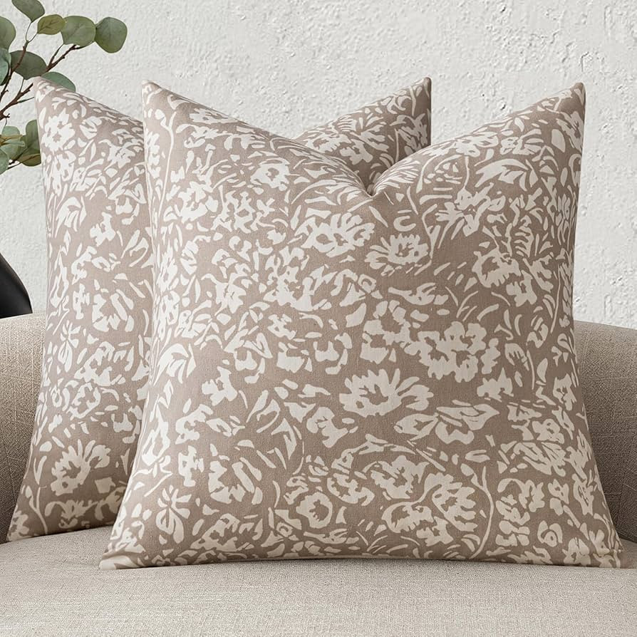 MIULEE Floral Pillow Covers Decorative Throw Pillow Covers 18x18 Pack of 2 Modern Linen Cushion C... | Amazon (US)