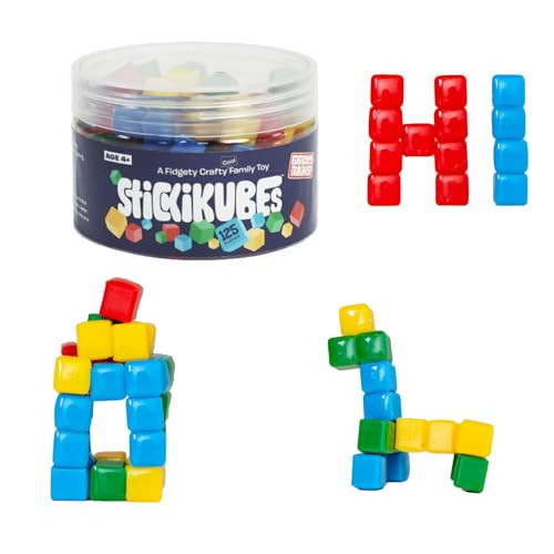 KOMARC GAMES StickiKubes, Mini Stacking Cubes That Stick to Anything, Non Toxic Kid Safe Sticky Blocks, Creative Construction Toy - 125 Cubes, 4 Colors, Tub | Amazon (US)