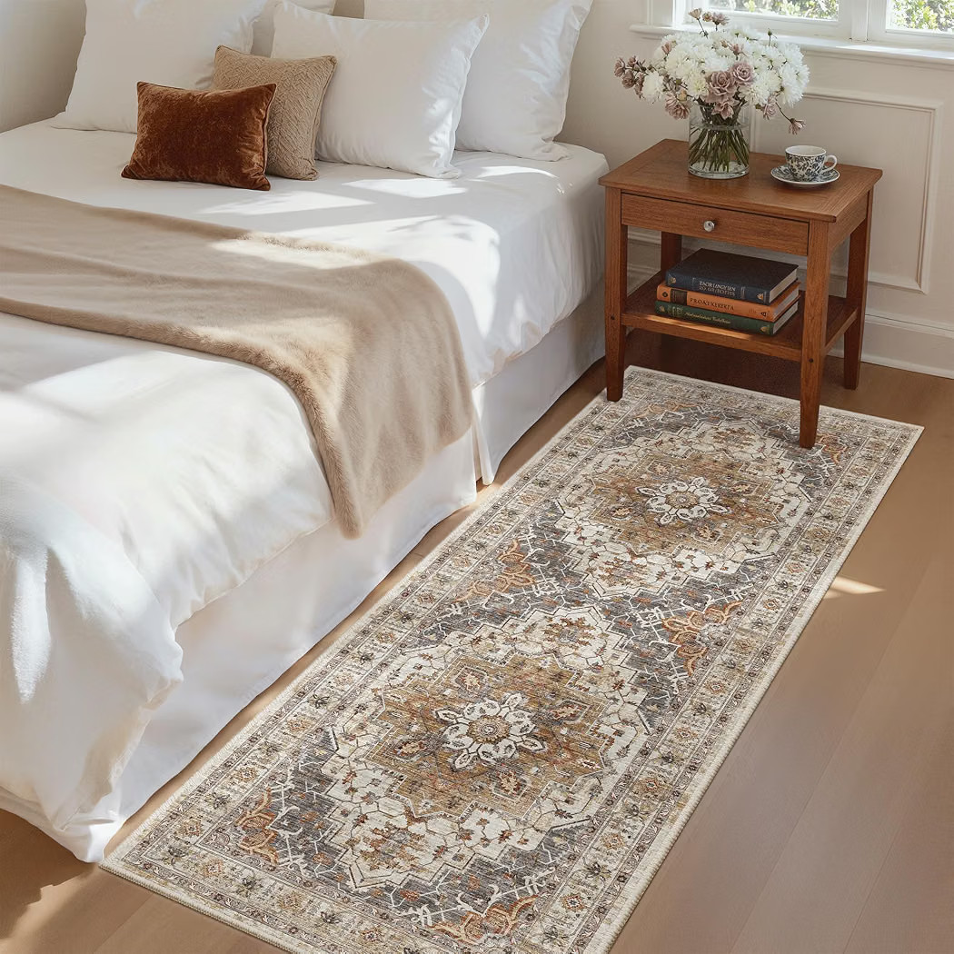 Vintage Printed Low-Pile Kitchen Runners, Soft Low-Pile Stain-Resistant Throw Carpet for Bedroom ... | Amazon (US)