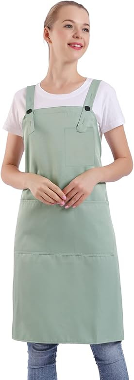 BIGHAS H Back Style Apron with Pocket for Women, Men Adjustable Large Size Comfortable, Kitchen, ... | Amazon (US)