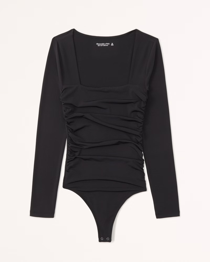 Long-Sleeve Ruched Squareneck Bodysuit | Abercrombie & Fitch (US)