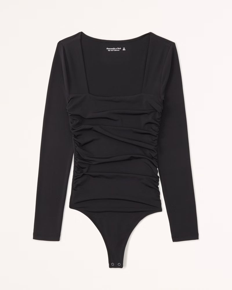 Long-Sleeve Ruched Squareneck Bodysuit | Abercrombie & Fitch (US)