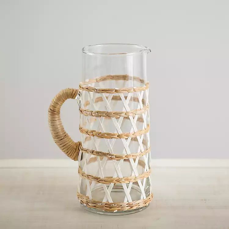 Glass Pitcher with Woven Seagrass Overlay | Kirkland's Home