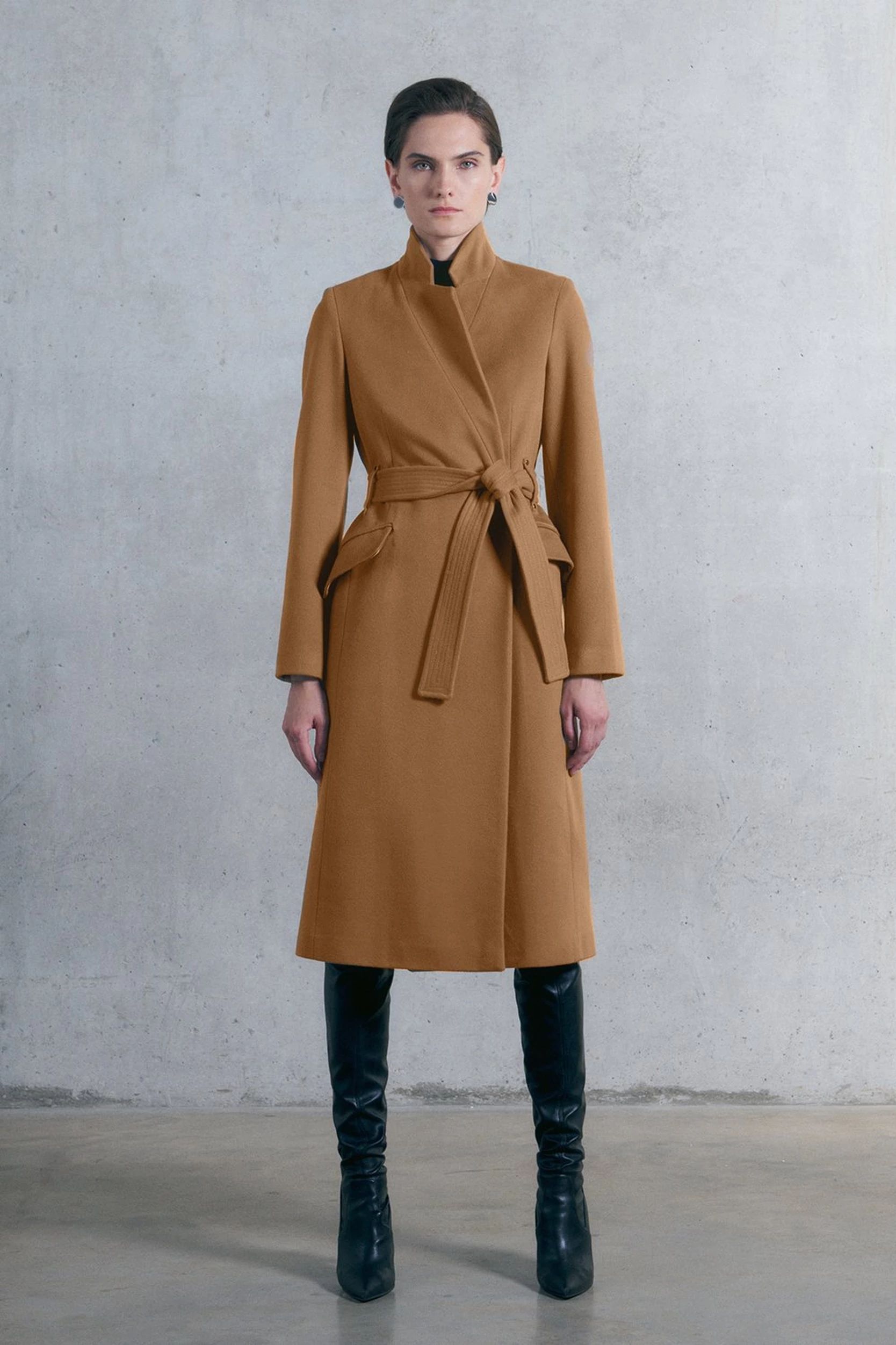 Tall Italian Wool Cashmere Notch Neck Coat | Karen Millen UK + IE + DE + NL