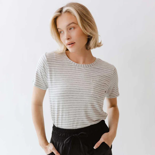 Basic Tee, Heather Grey/Ivory | Albion Fit