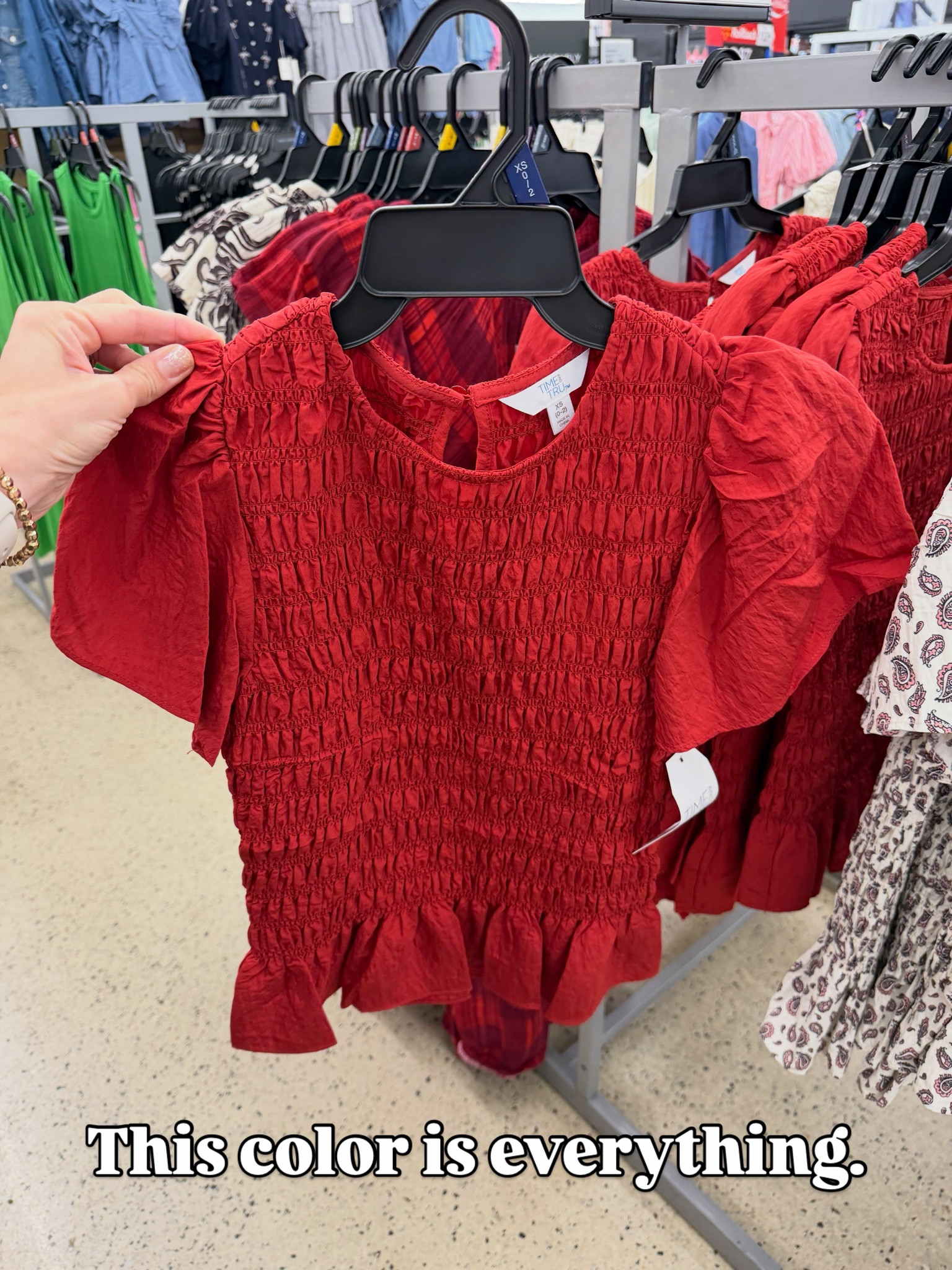 New smocked top with short sleeves, work to weekend