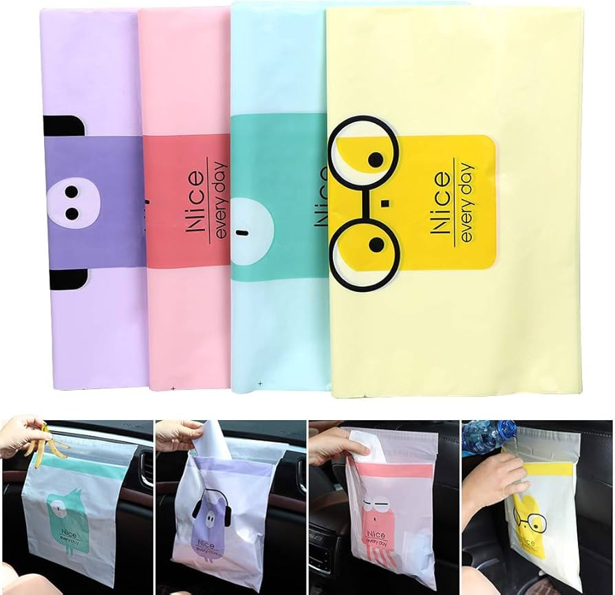 60PCS Easy Stick-On Disposable Car Trash Bag, Leakproof Vomit Bag, Beautiful Kitchen Storage Bag,... | Amazon (US)