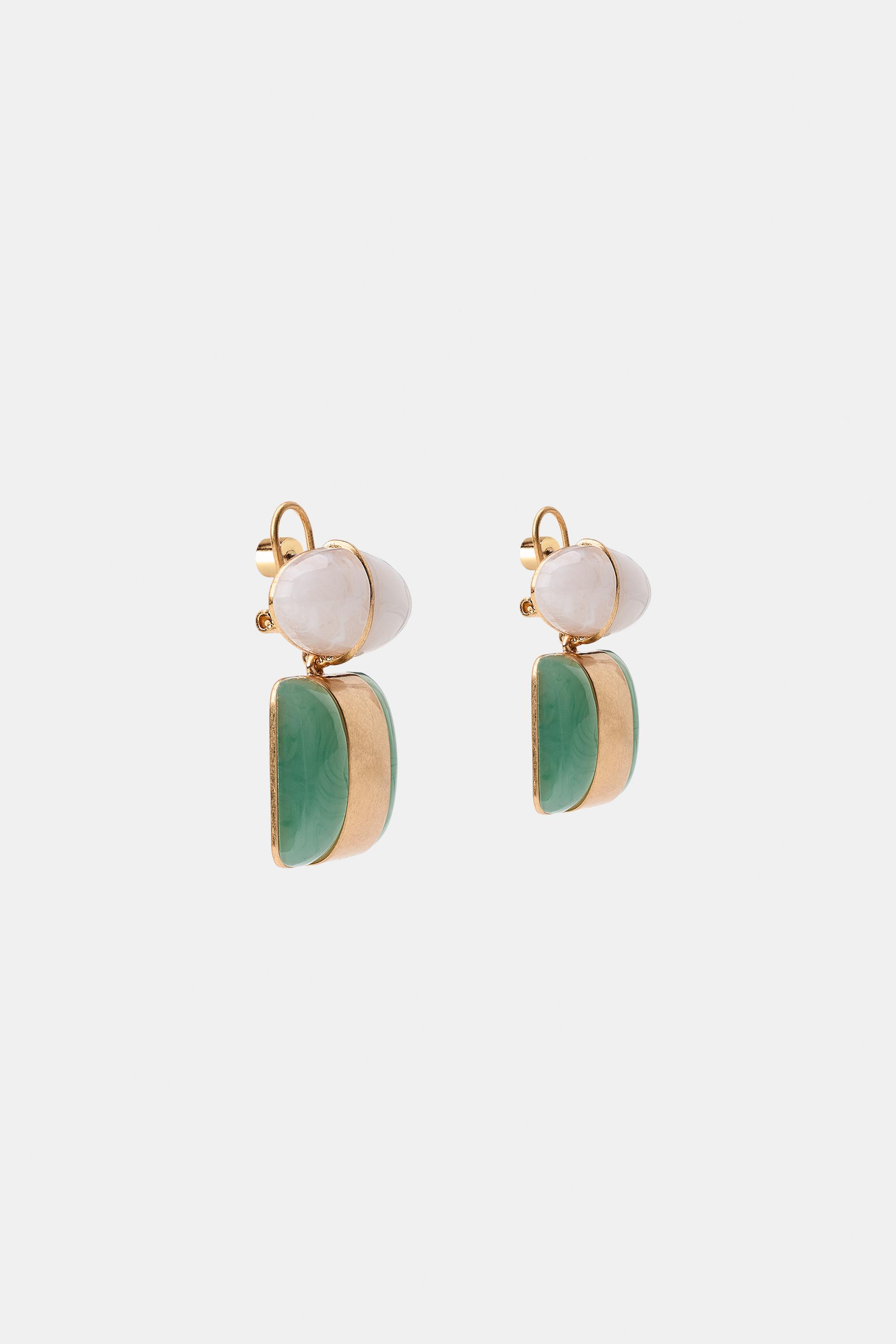 DOUBLE RESIN STONE EARRINGS | Zara UK