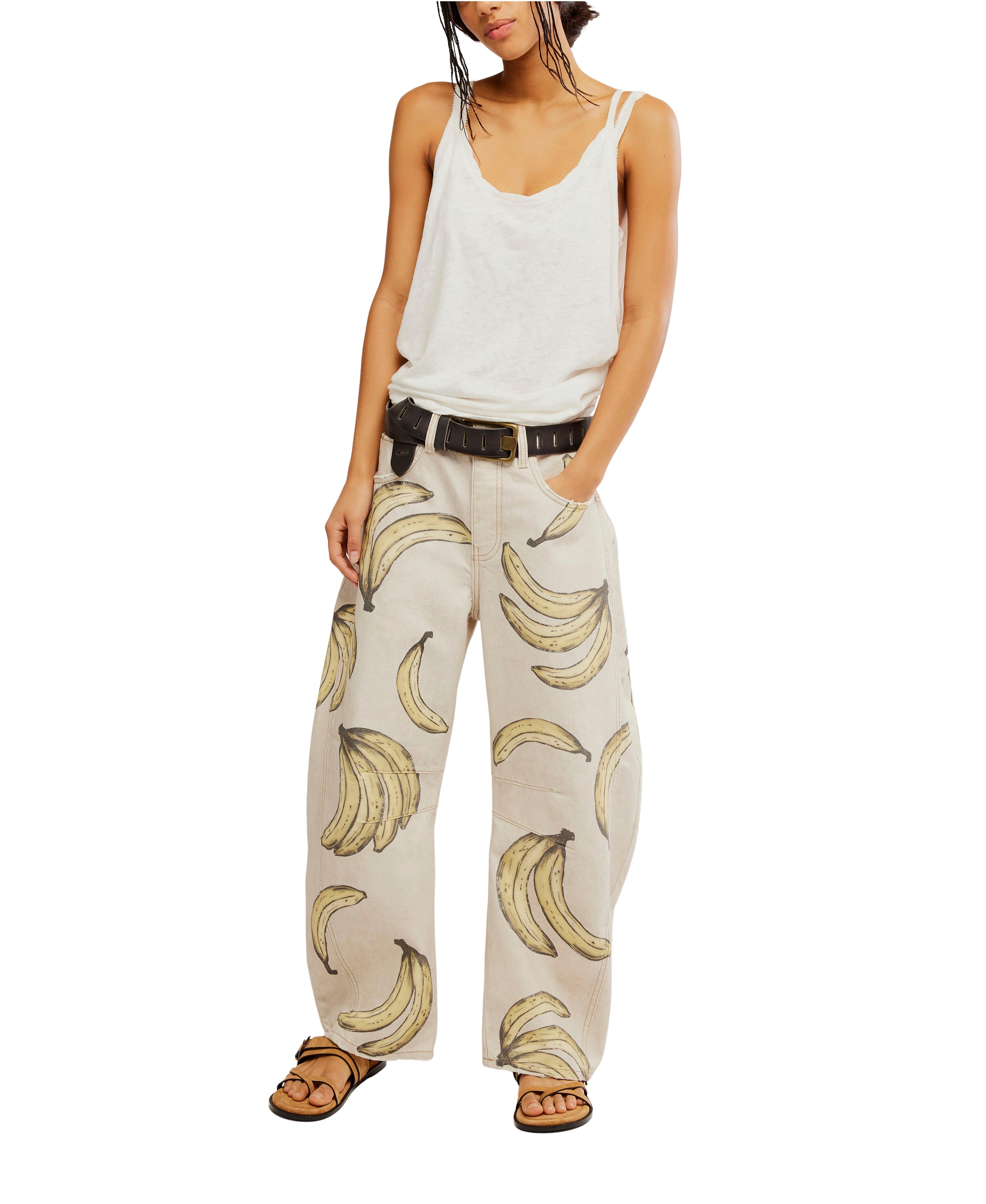 Women's Free People We The Free Good Luck Printed Relaxed Fit Barrel Jeans Go Bananas 27 26 | Scheels Sports