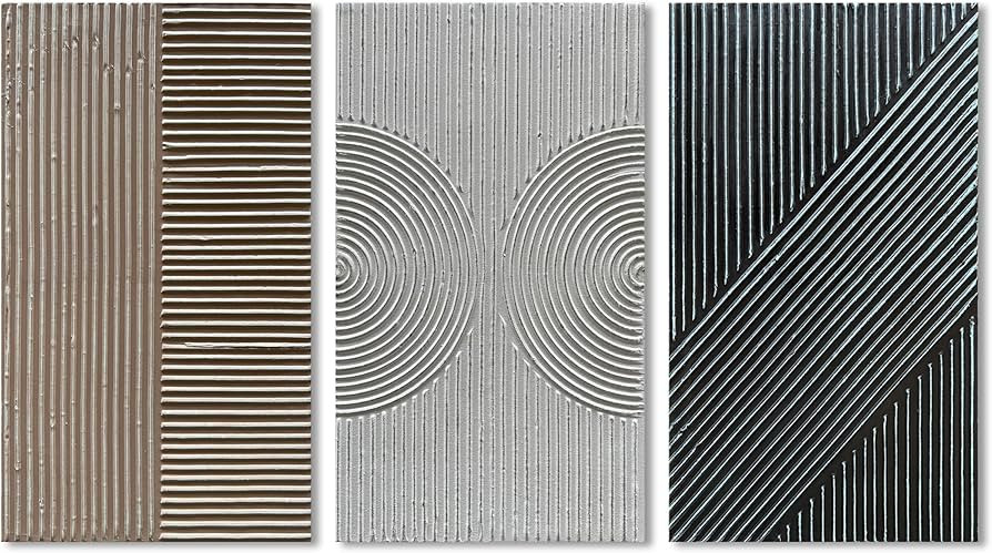 NANKAI Art Hand-painted White Black Brown Texture Abstract Art Oil Painting Contemporary minimali... | Amazon (US)