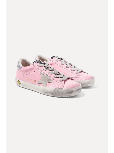 Golden Goose Deluxe Brand Kids - Size 28 - 35 Superstar Distressed Cracked Patent-leather And Suede Sneakers | NET-A-PORTER (US)